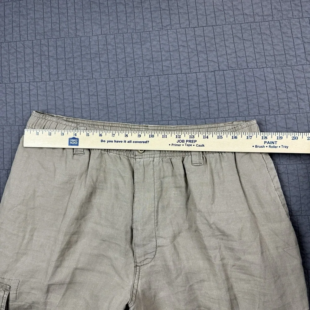 Caribbean Linen Pants Men's 38x30 (36x29) Tan Cargo Pocket Beach Summer‎ Preppy